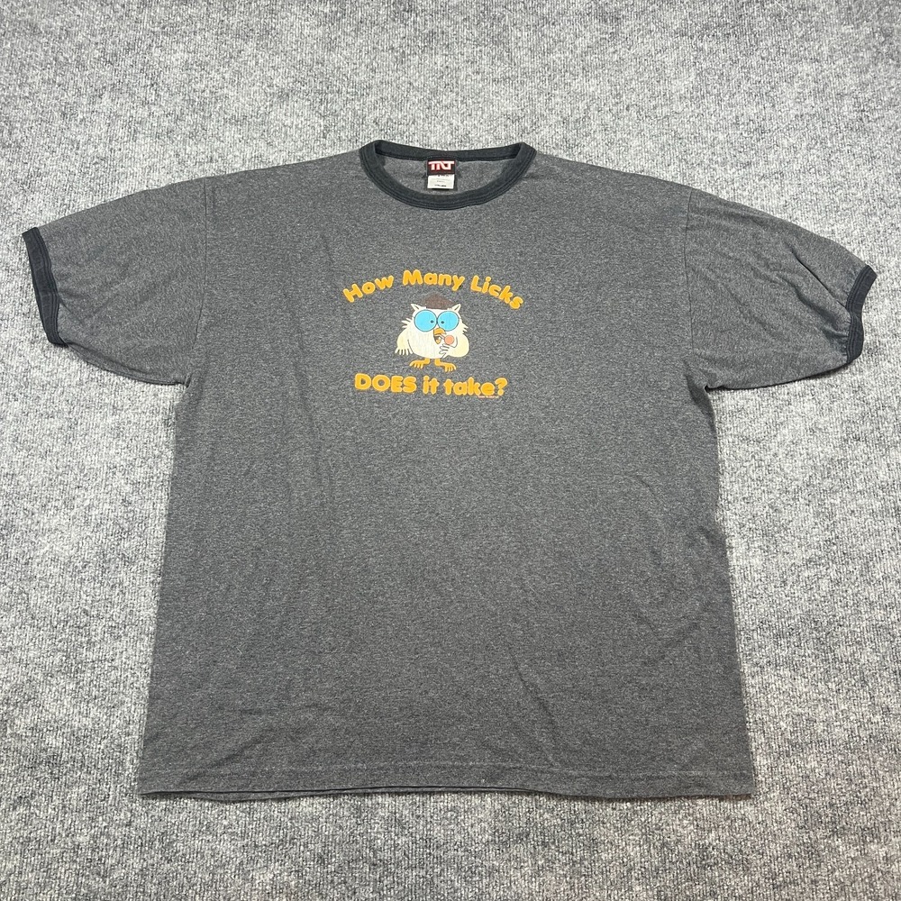 TNT By Trau & Loevner How Many Licks T Shirt Mens XL Gray Short Sleeve Pullover